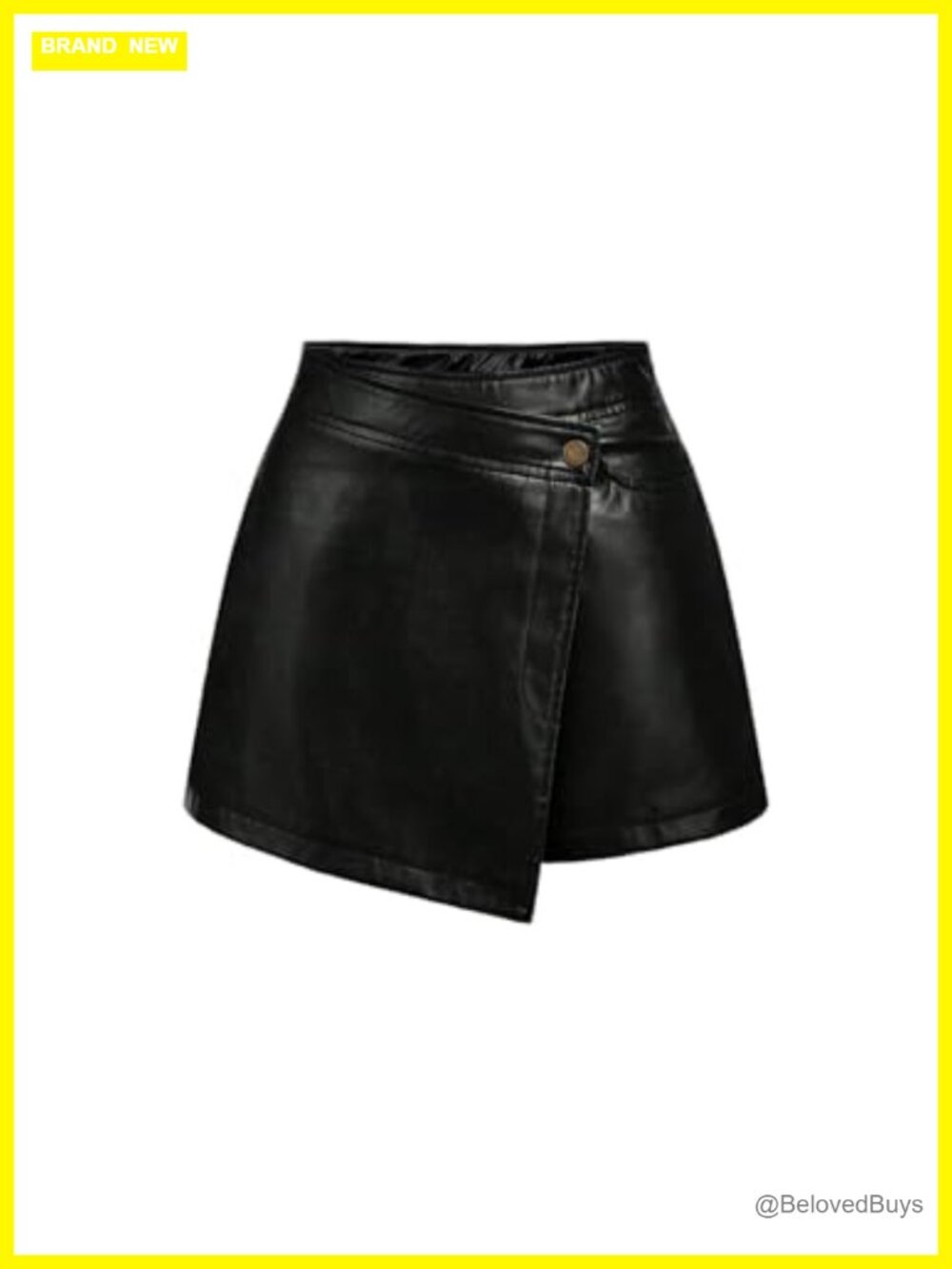 Faux Leather Wrap Skort High Waisted A Line Mini Skirt Shorts Clubwear